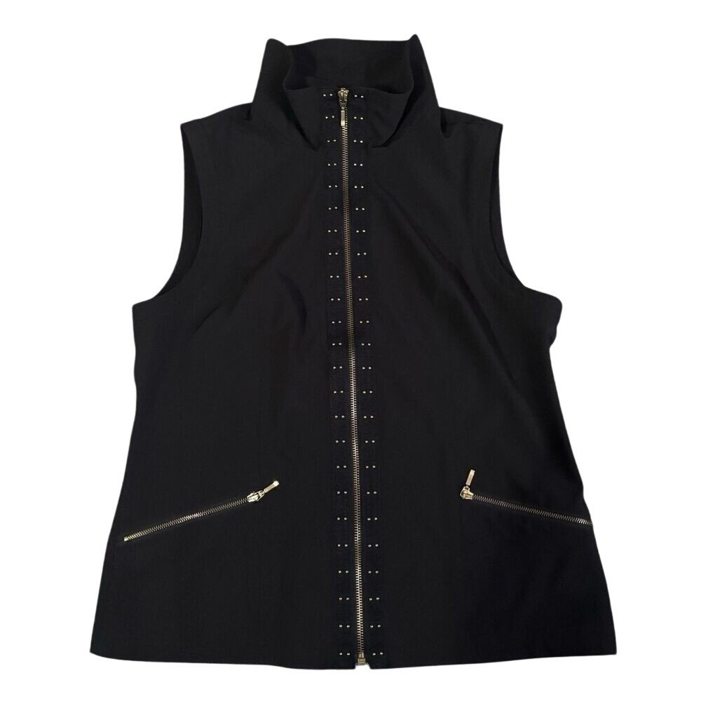 Chicos, Zenergy Black Best With Gold Zippers And Gold Accents. Size‎ 0